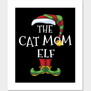 Cat mom Elf Family Matching Christmas Holiday Group Gift Pajama Posters and Art